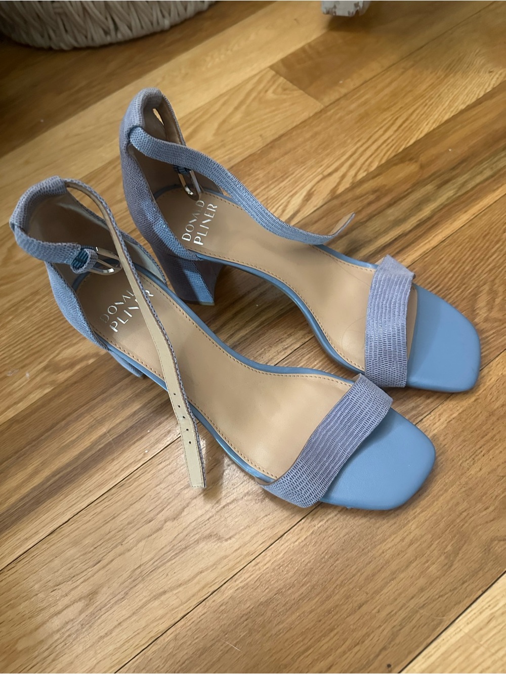 Donald Pliner Light Blue Ankle-Strap Block Heel Sandal